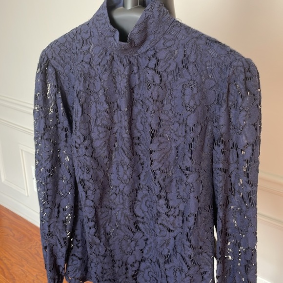 Ralph by Ralph Lauren Long Sleeve Lace Blouse in Navy - Picture 3 of 9